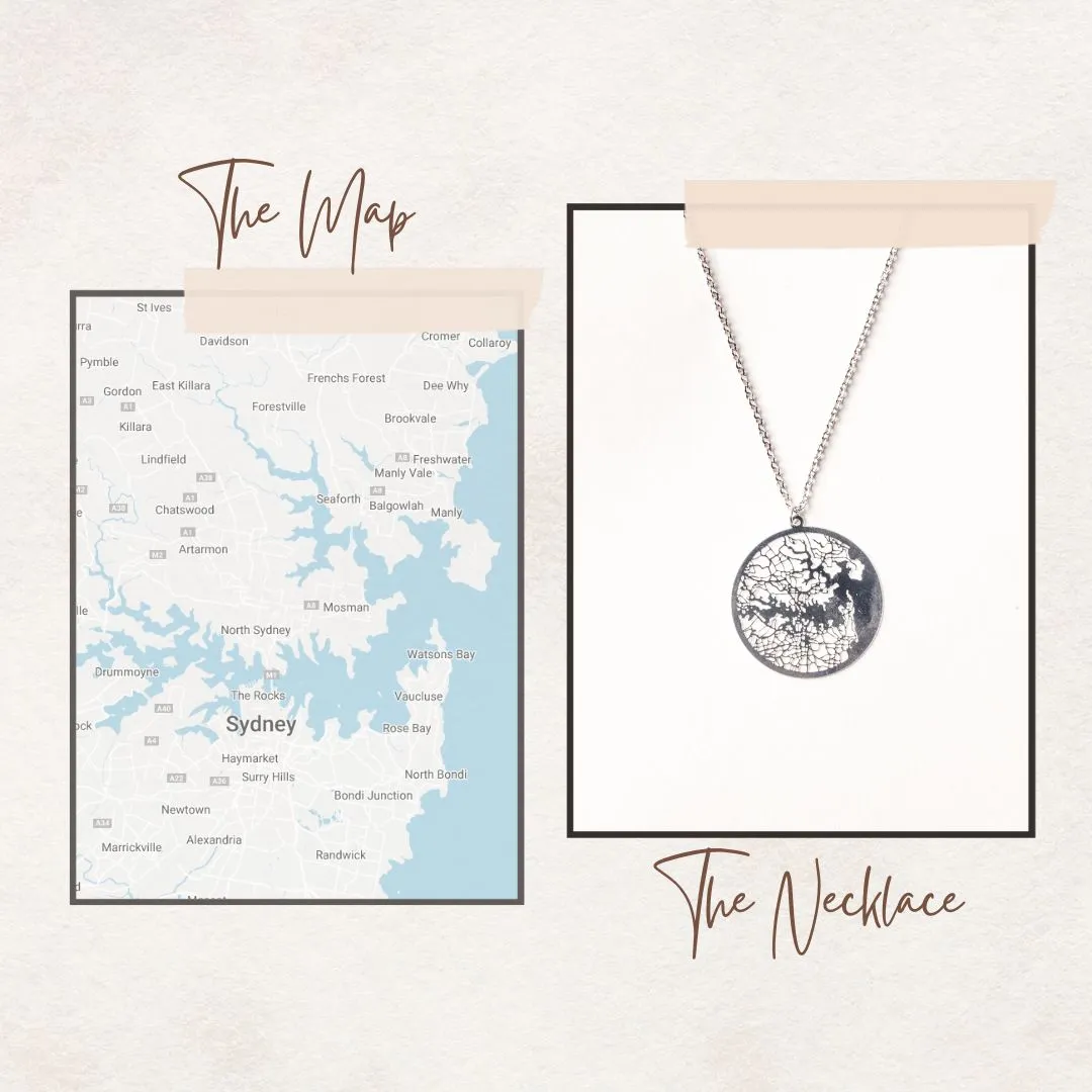 Sydney Silver - City Map Necklace