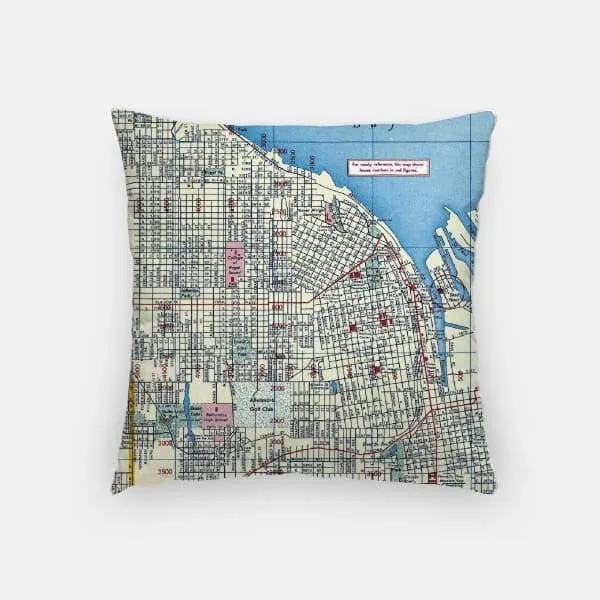 Tacoma, Washington city skyline with vintage Tacoma map