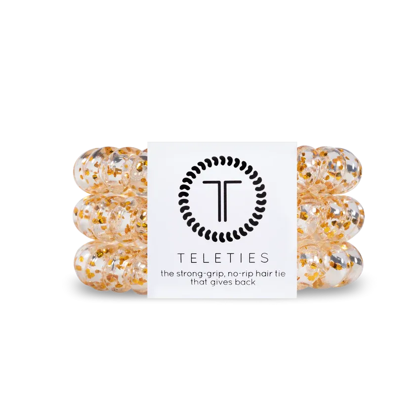 Teleties Glitter & Gold Large Hair Ties Gold