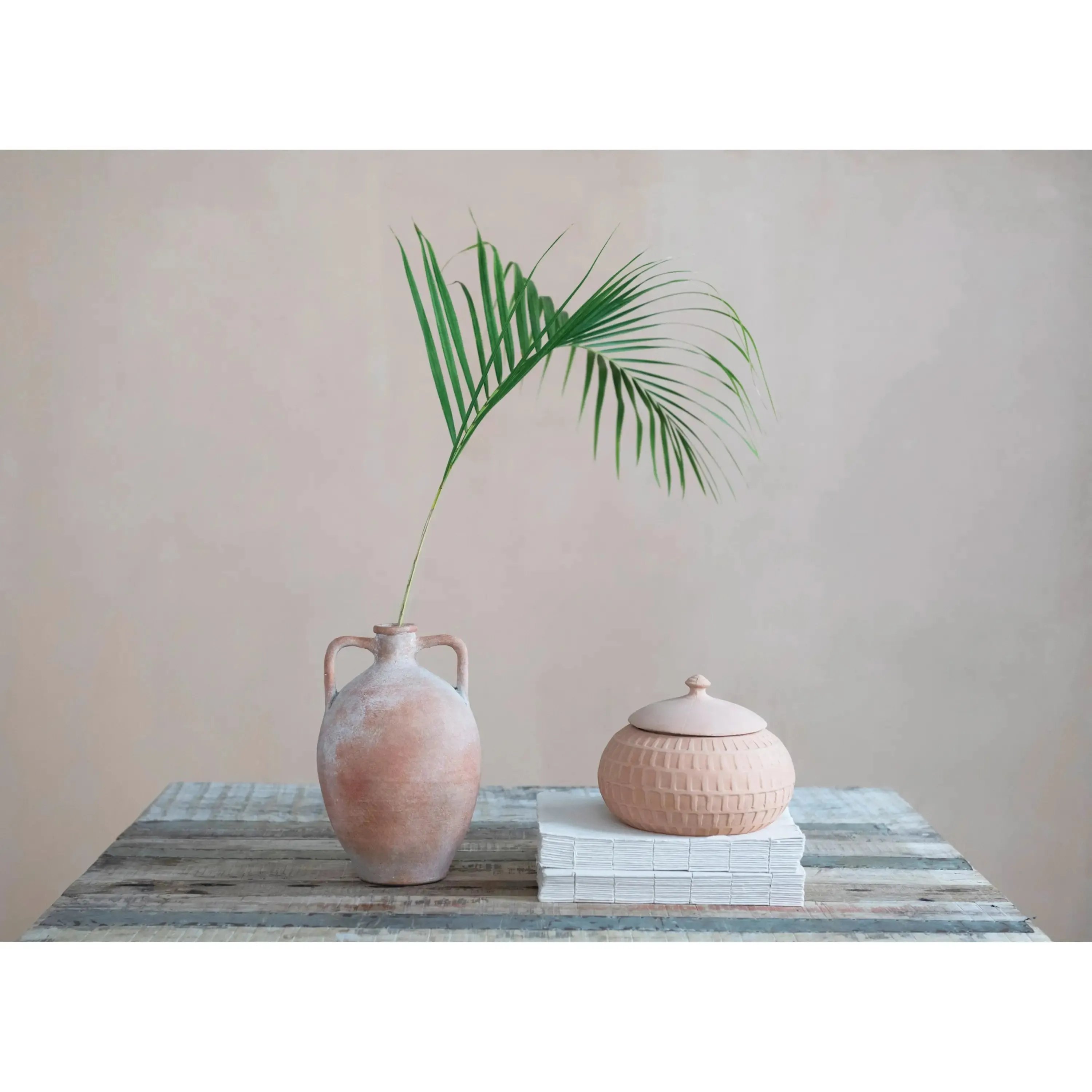 TERRA-COTTA URN WITH HANDLES