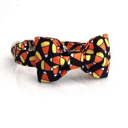 The French Bulldog Halloween Little Pumpkin Collar and Bowtie Set