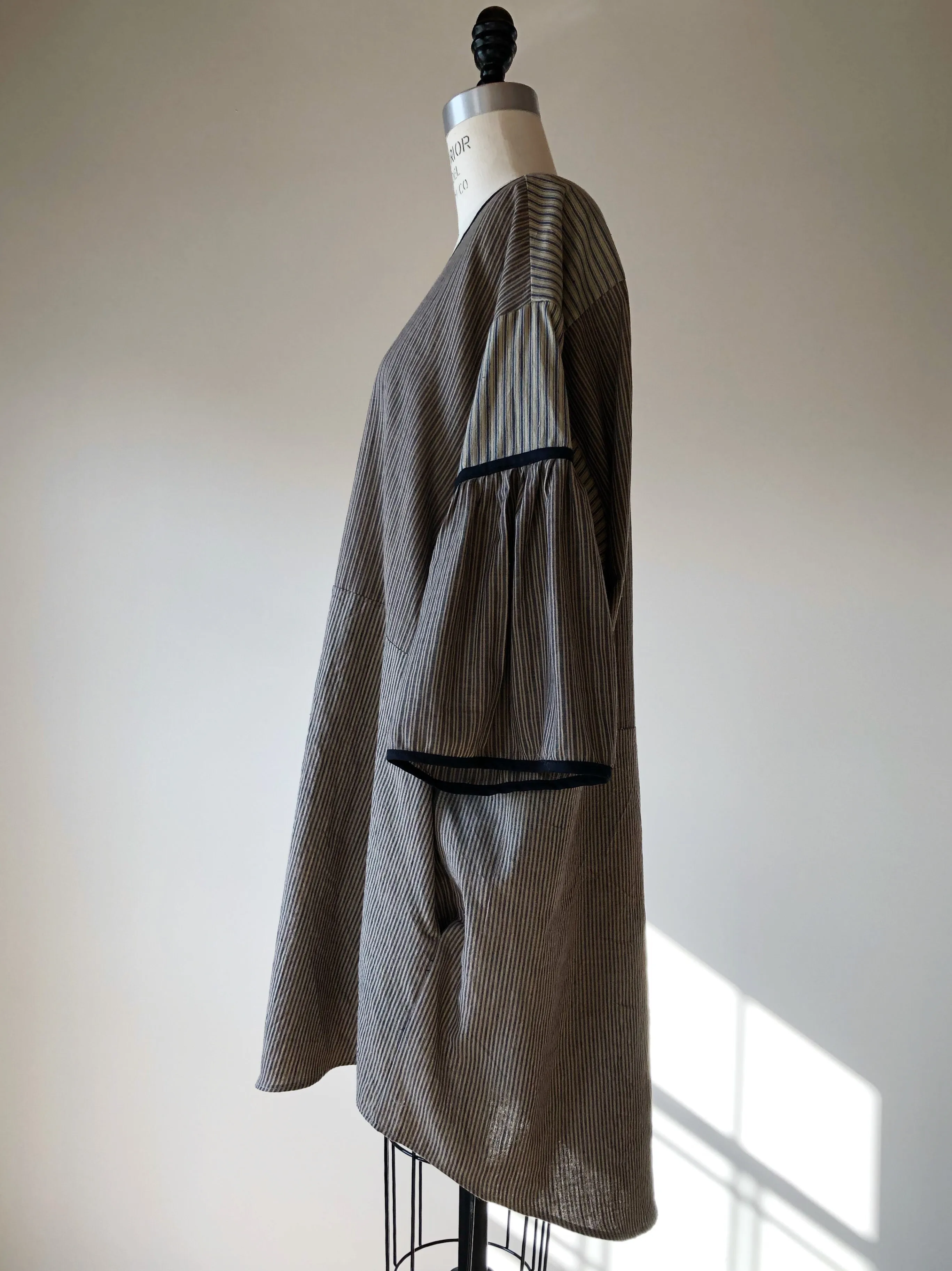 ticking big shirt tunic dress