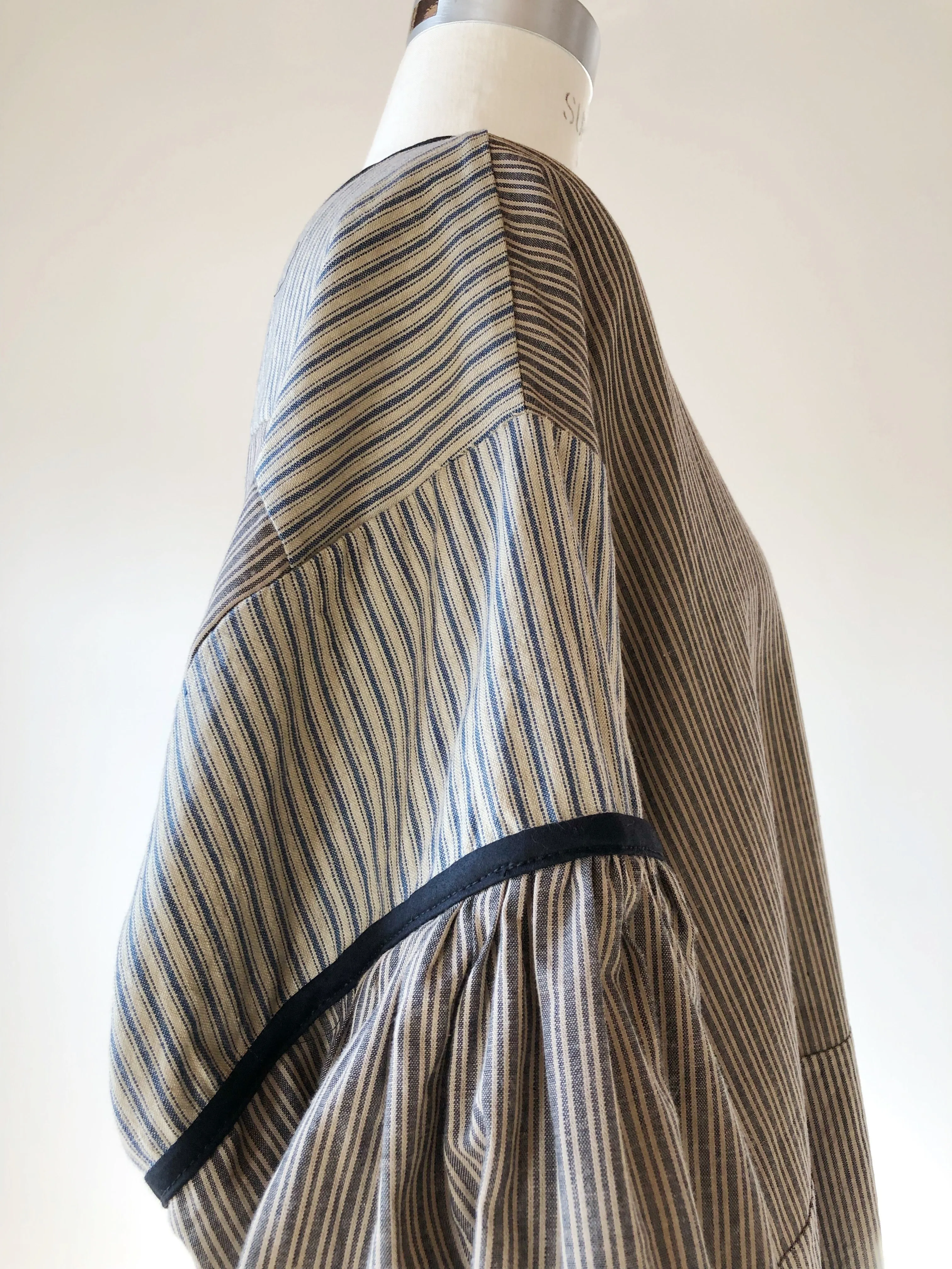 ticking big shirt tunic dress