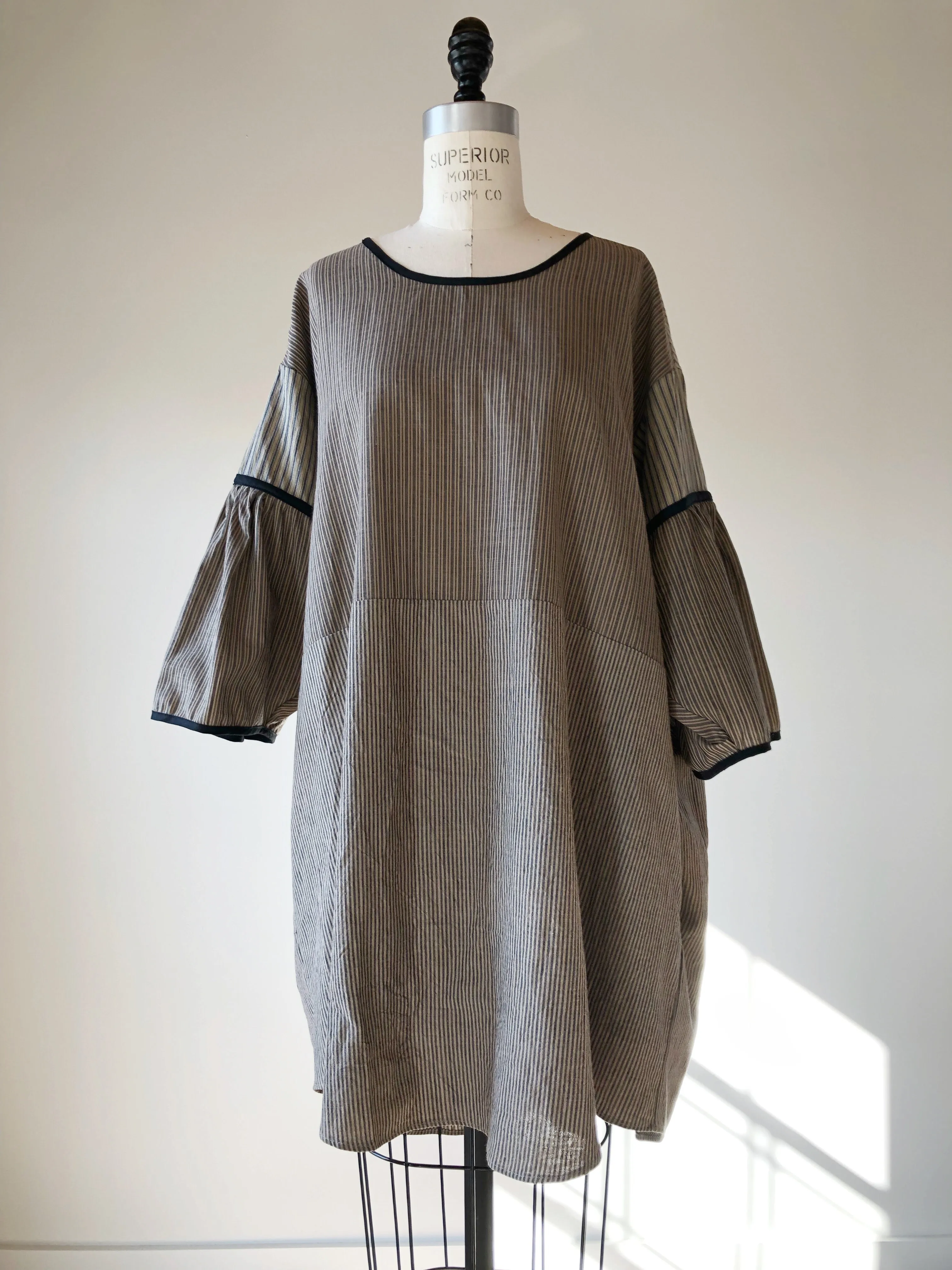 ticking big shirt tunic dress