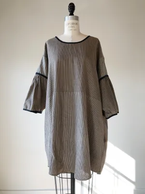 ticking big shirt tunic dress