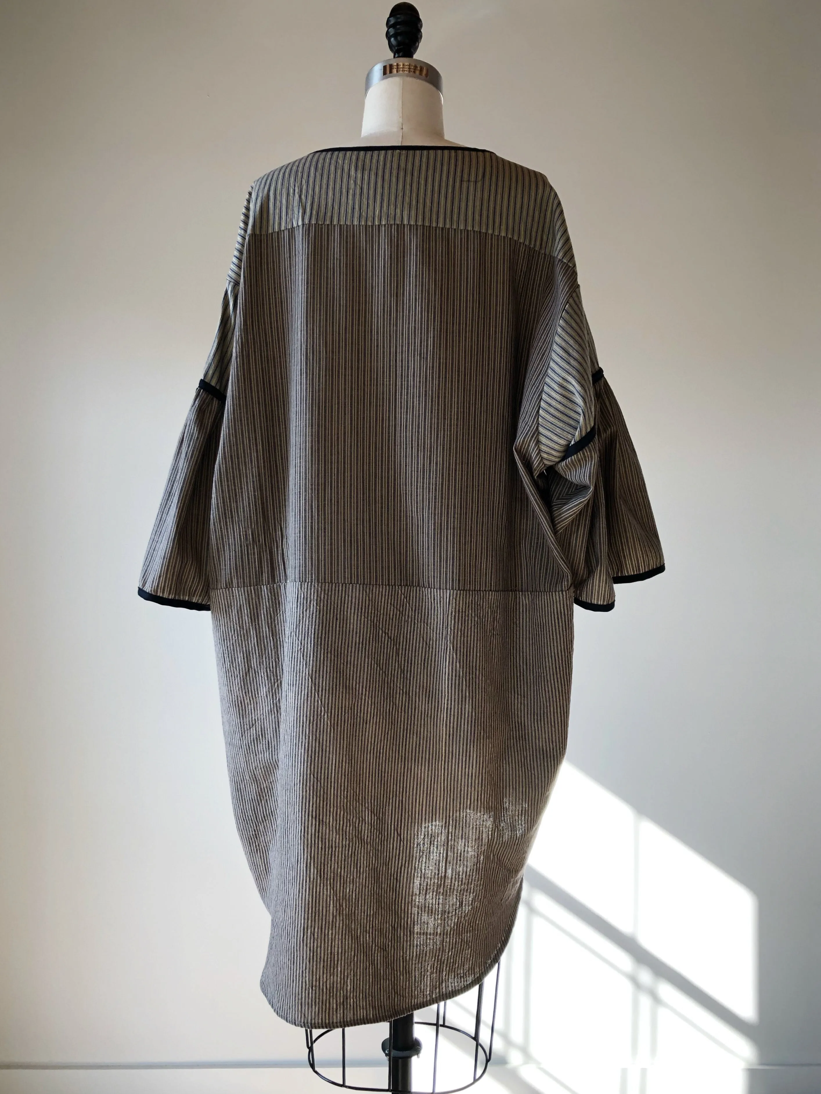 ticking big shirt tunic dress