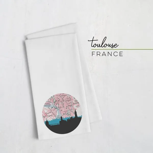 Toulouse city skyline with vintage Toulouse map