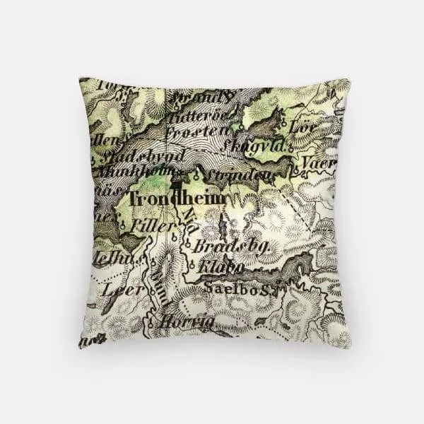 Trondheim city skyline with vintage Trondheim map