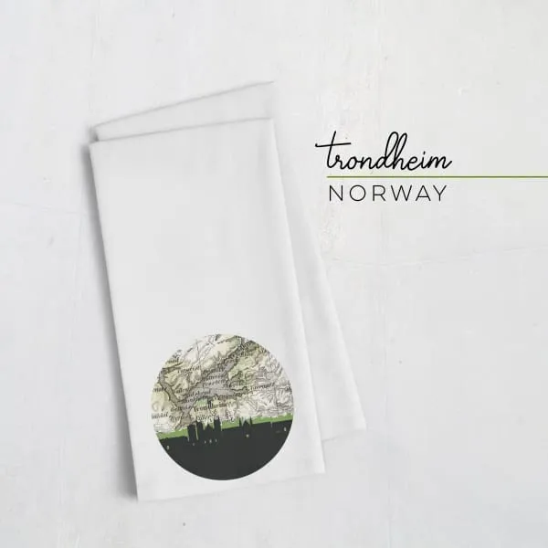 Trondheim city skyline with vintage Trondheim map