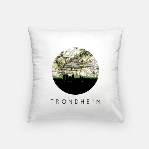 Trondheim city skyline with vintage Trondheim map