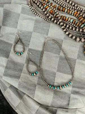 Turq   NP Mix Size Necklace   Earring Set