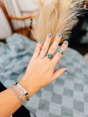 Turq Square Scallop Ring