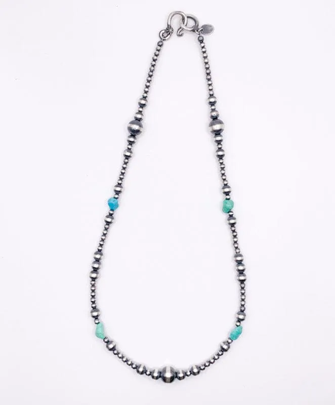 Turquoise & Navajo Pearl Necklace 16"