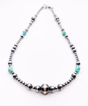 Turquoise & Navajo Pearl Necklace 16"