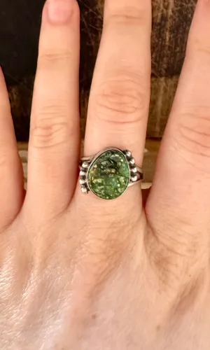 TURQUOISE PEBBLE Sterling Silver and Green Turquoise Ring • Size 7 1/2