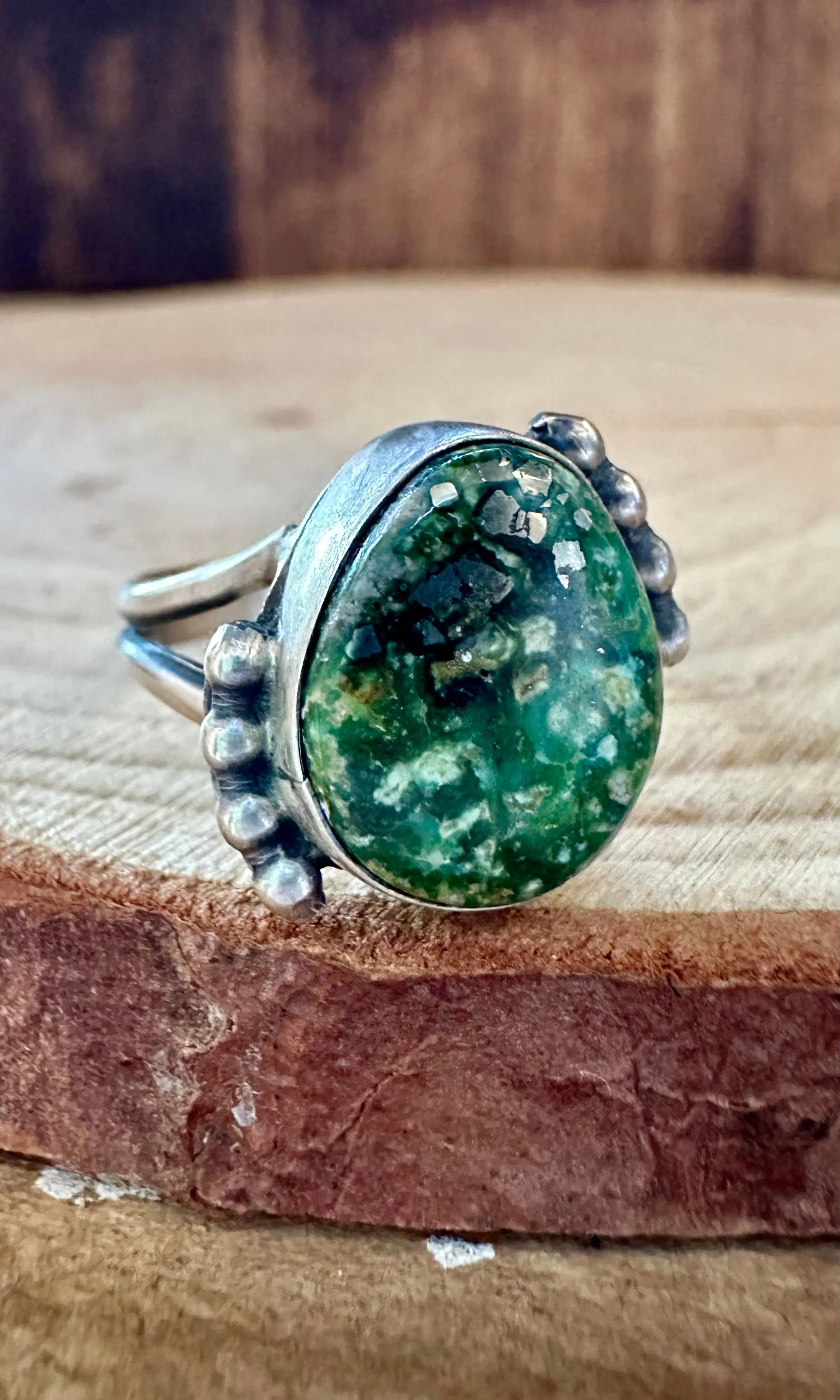 TURQUOISE PEBBLE Sterling Silver and Green Turquoise Ring • Size 7 1/2