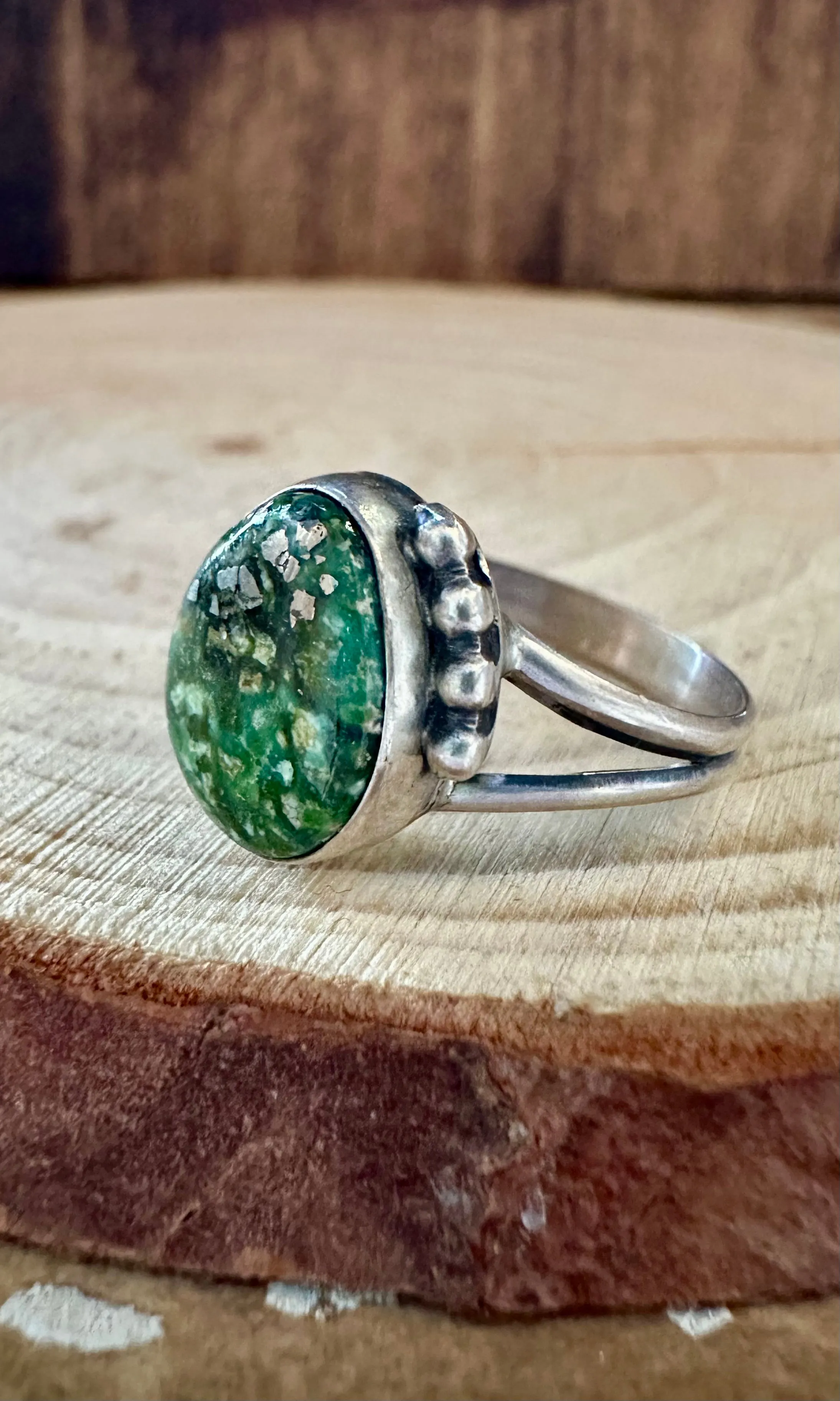 TURQUOISE PEBBLE Sterling Silver and Green Turquoise Ring • Size 7 1/2