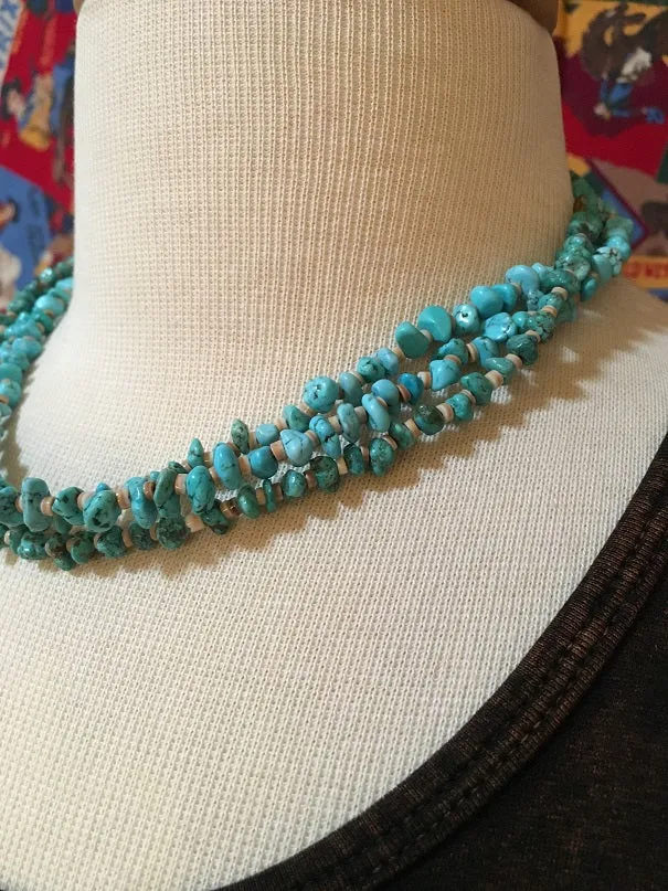 Two Grey Hills: Blue Turquoise and Heishi Necklace Set