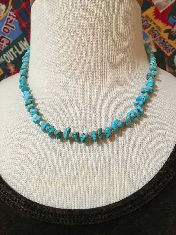 Two Grey Hills: Blue Turquoise and Heishi Necklace Set