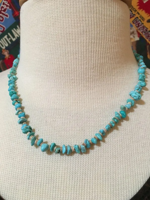 Two Grey Hills: Blue Turquoise and Heishi Necklace Set