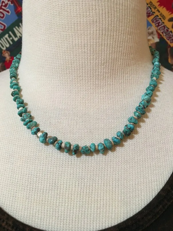 Two Grey Hills: Blue Turquoise and Heishi Necklace Set