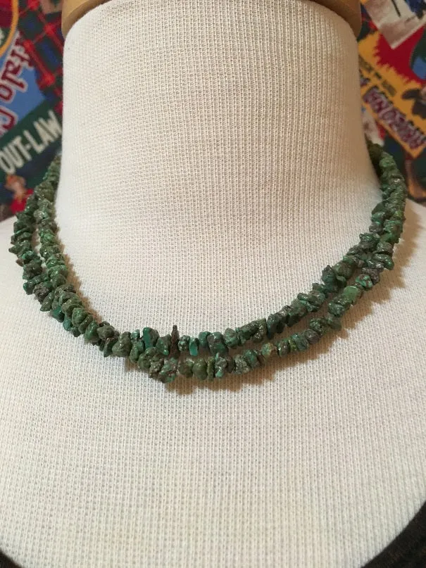 Two Grey Hills: Green Turquoise Two Strand Necklace Set