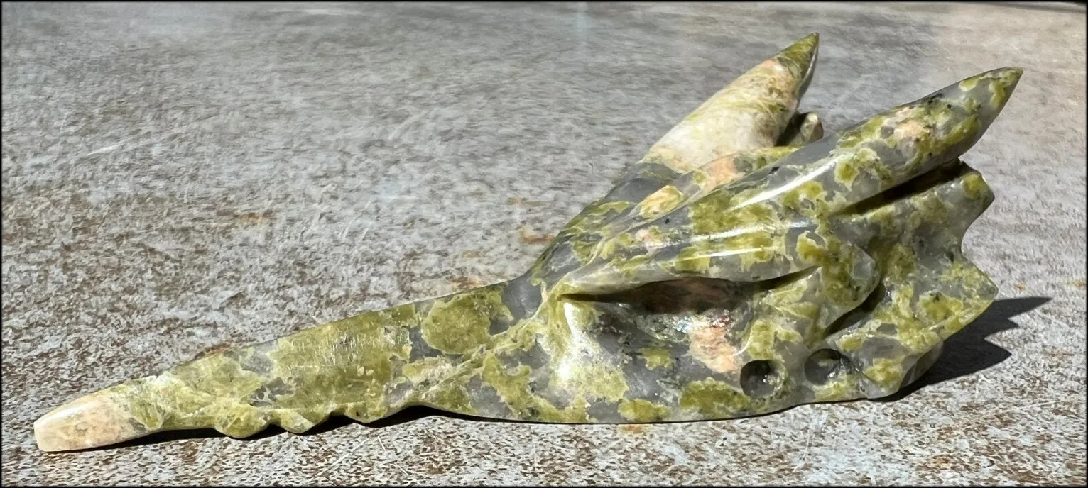 UNAKITE Phoenix Crystal Skull - Self-Growth, Connect with Mother Earth