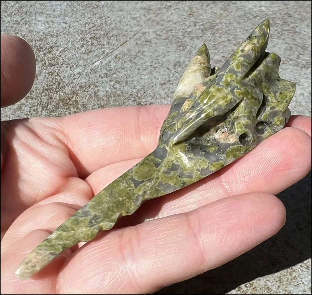 UNAKITE Phoenix Crystal Skull - Self-Growth, Connect with Mother Earth
