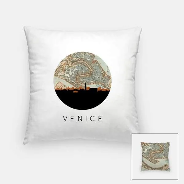 Venice city skyline with vintage Venice map