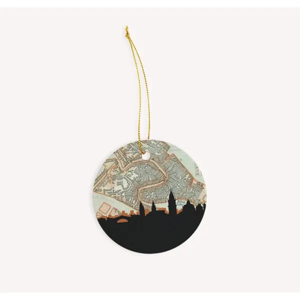 Venice city skyline with vintage Venice map