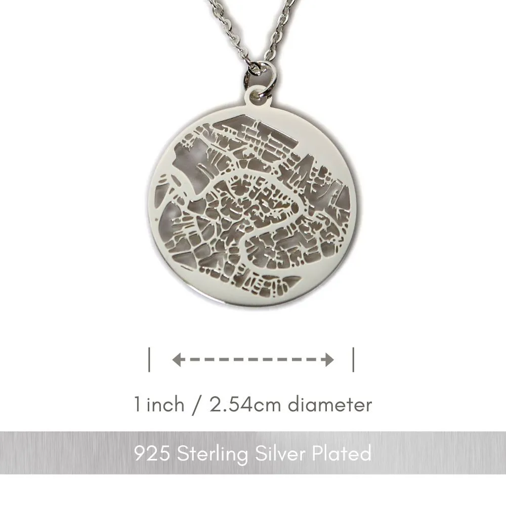 Venice Silver - City Map Necklace