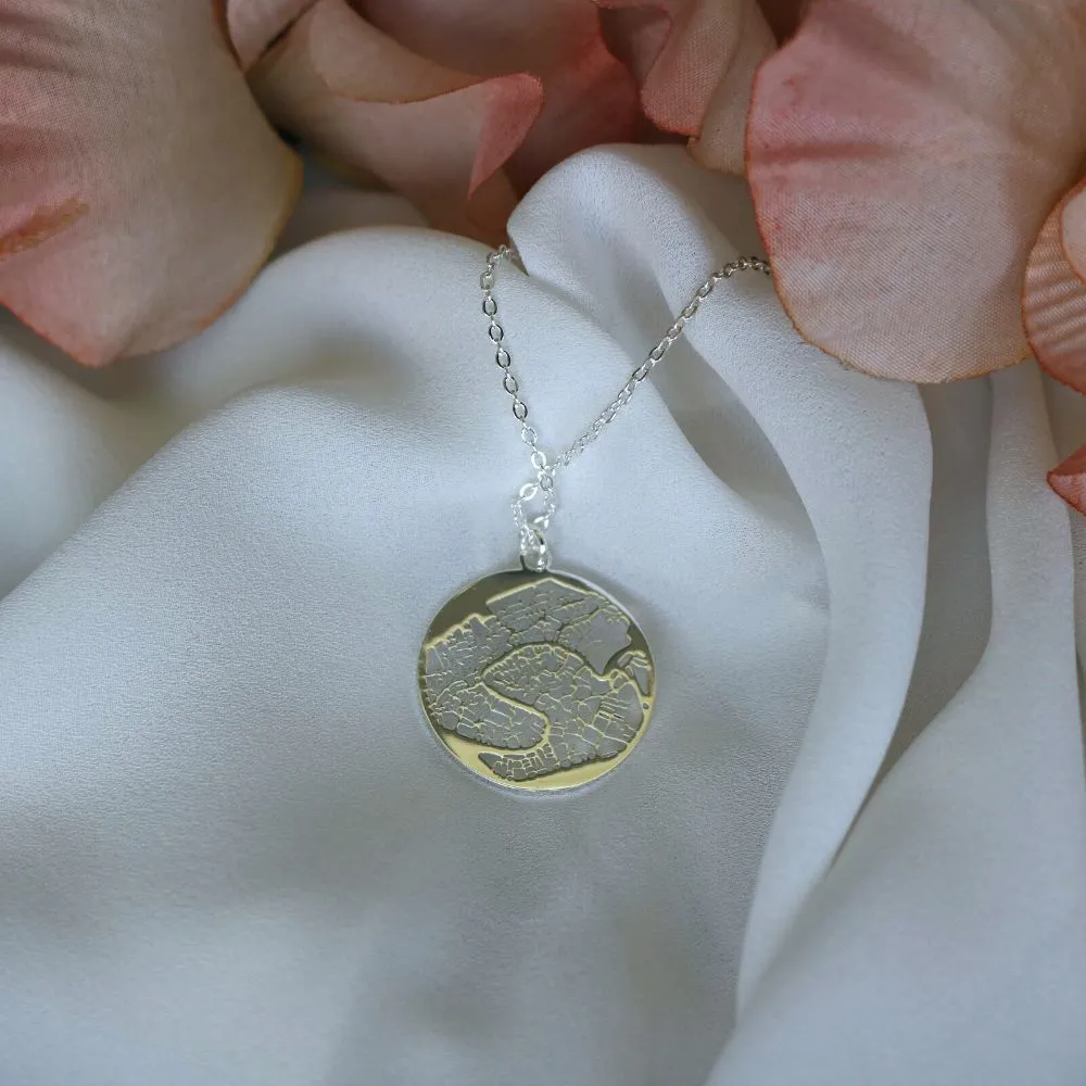 Venice Silver - City Map Necklace