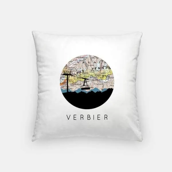 Verbier city skyline with vintage Verbier map