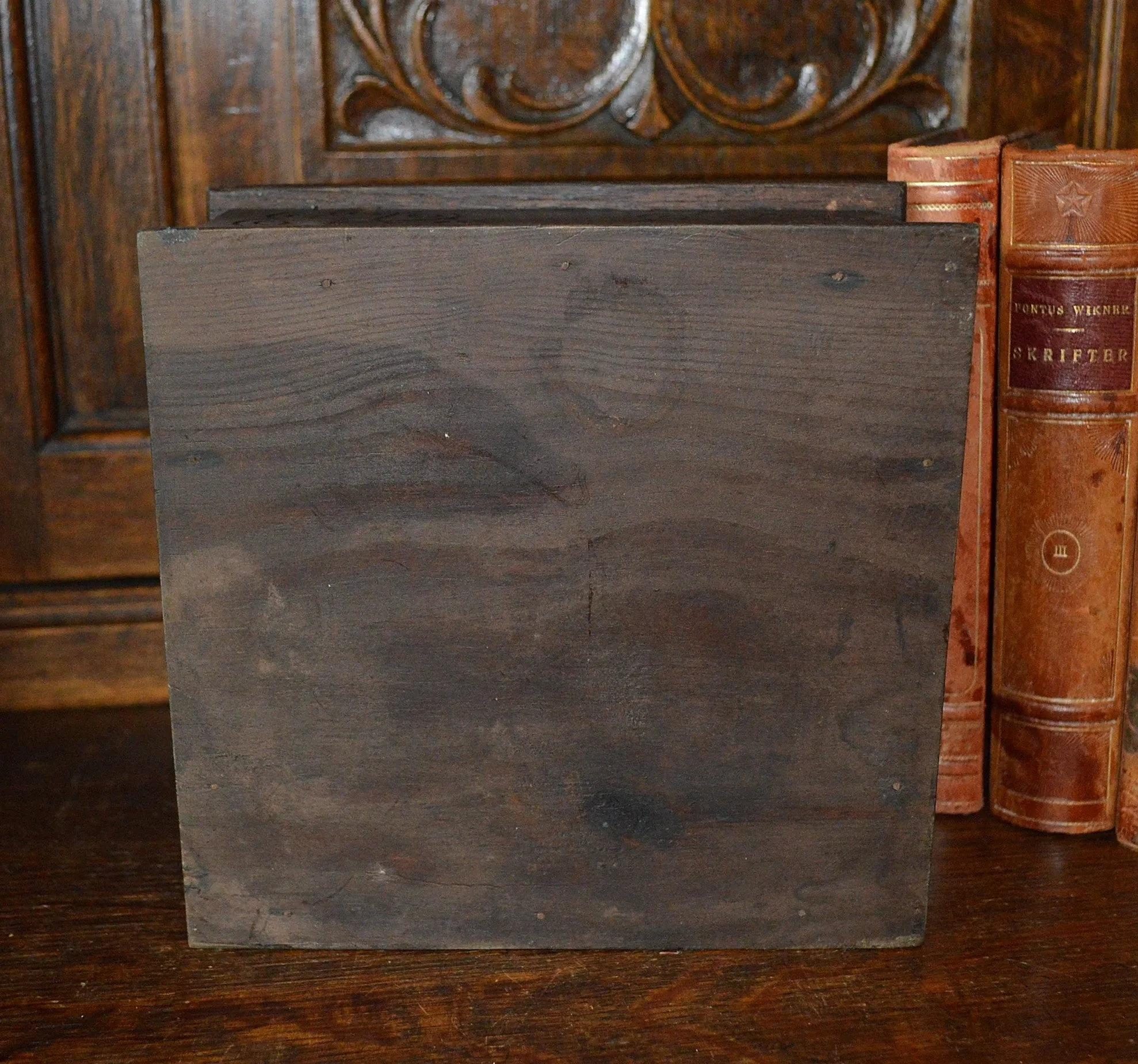Vintage French Carved Wood Breton Jewelry Storage Box