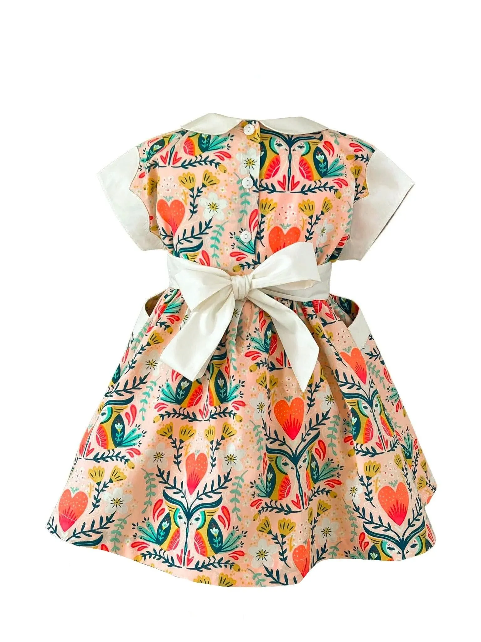 Vintage Heart & Owl Polk Street Dress w/ Hairbow