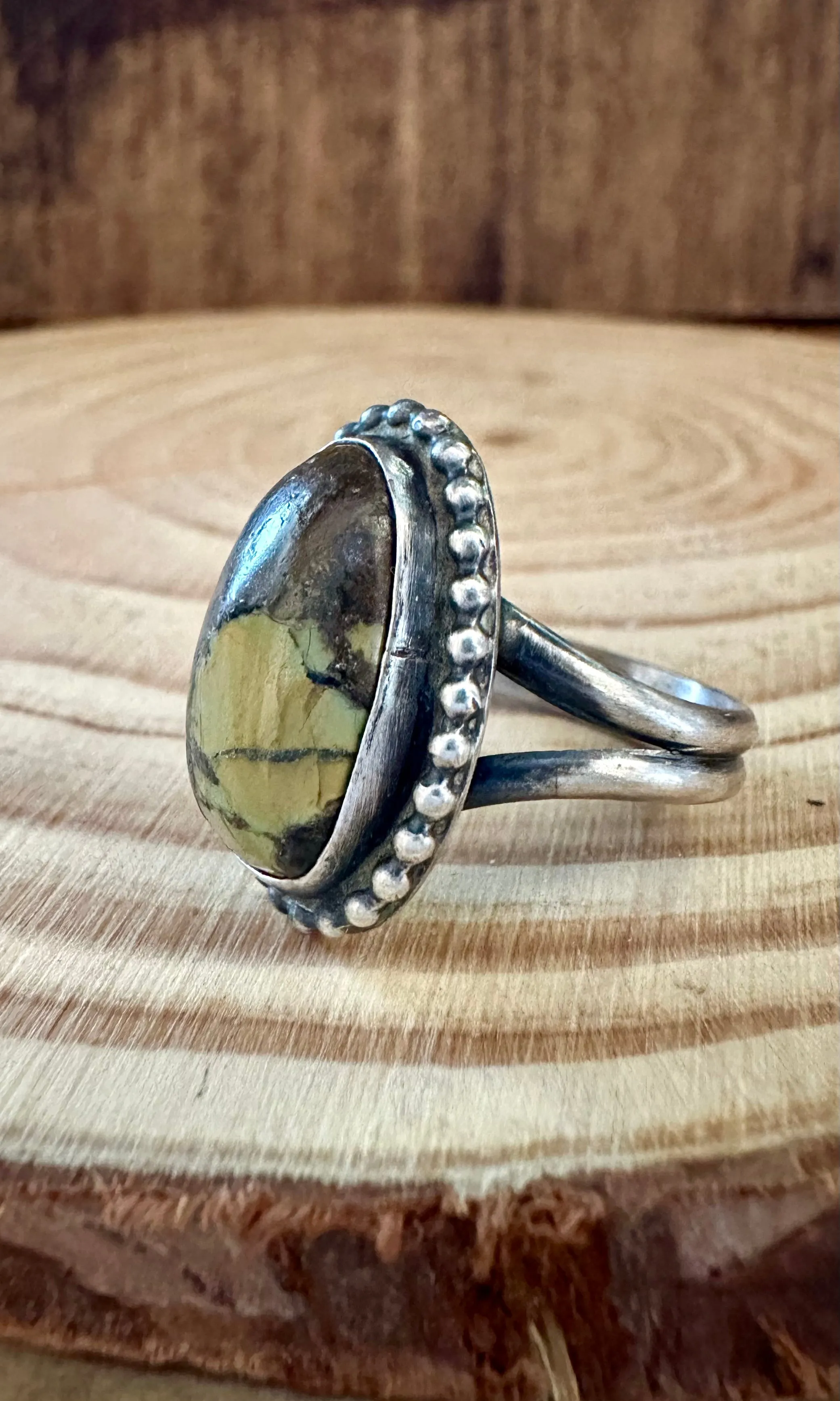 VINTAGE JURRASIC PARK Sterling Silver and Turquoise Ring • Size 8 1/2