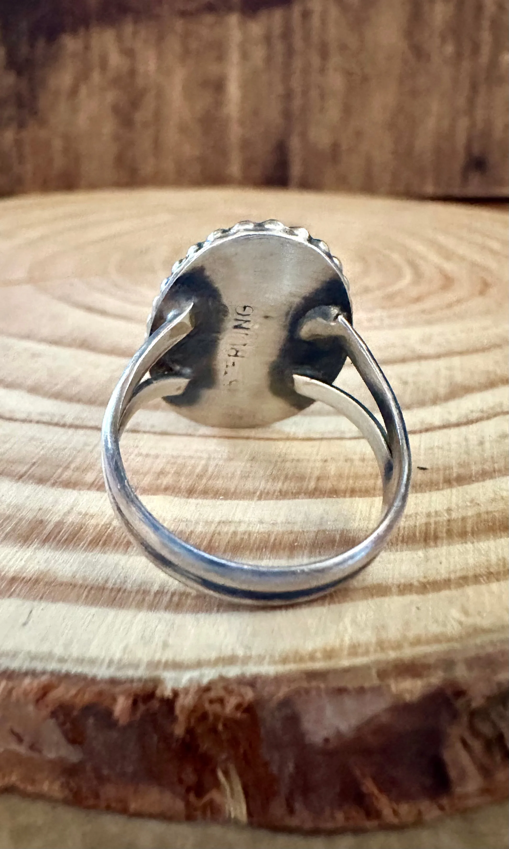 VINTAGE JURRASIC PARK Sterling Silver and Turquoise Ring • Size 8 1/2
