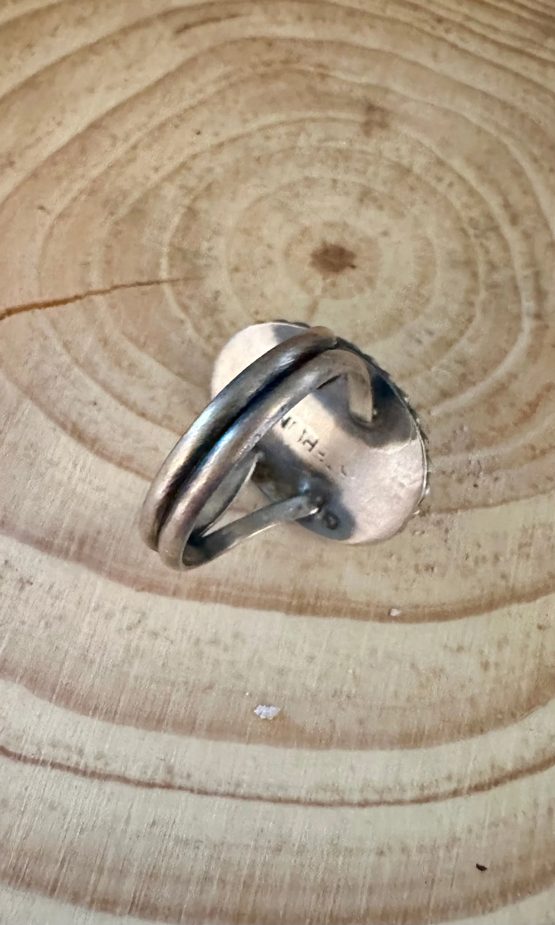 VINTAGE JURRASIC PARK Sterling Silver and Turquoise Ring • Size 8 1/2