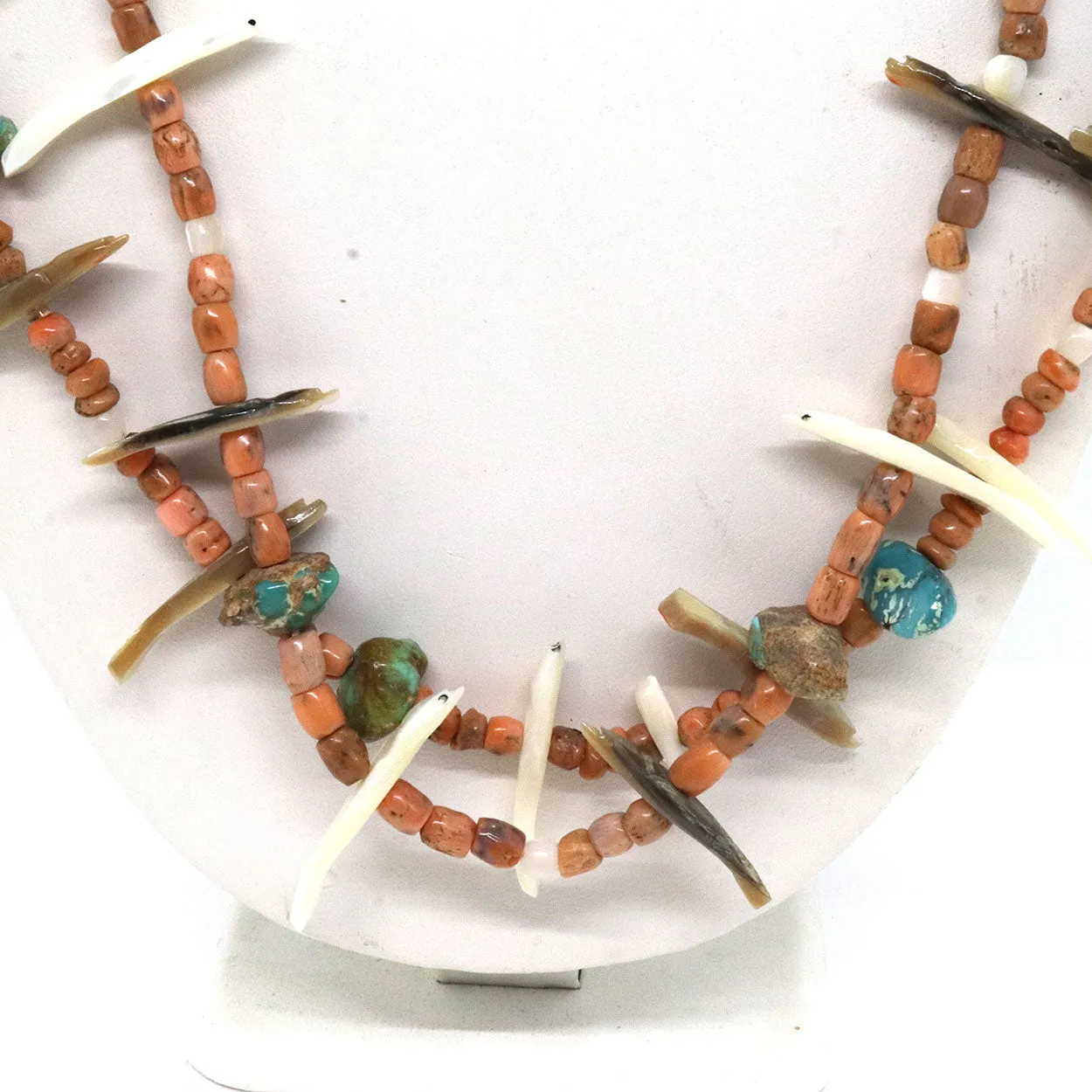 Vintage Native American Zuni Double Strand 28-Bird Fetish Necklace
