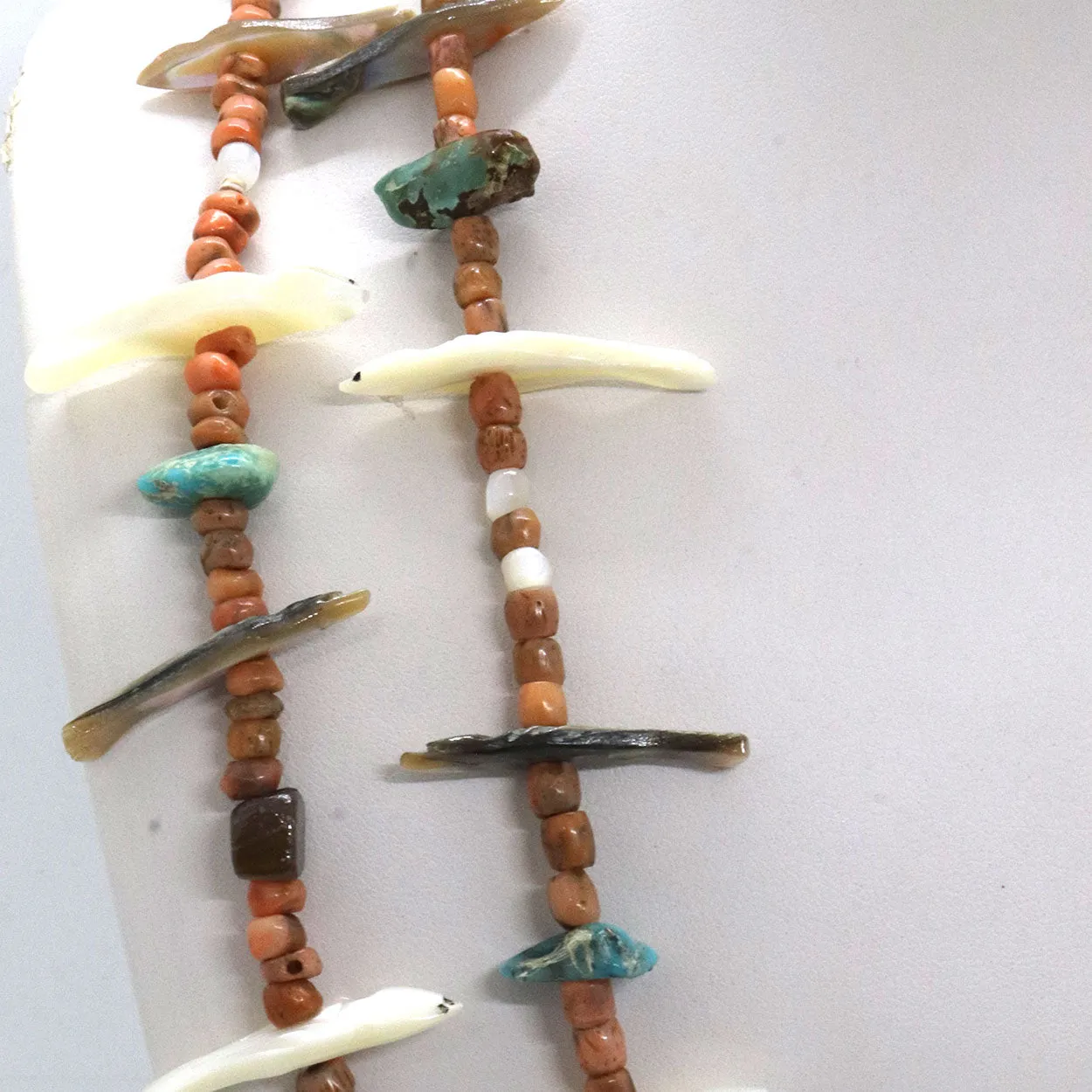 Vintage Native American Zuni Double Strand 28-Bird Fetish Necklace