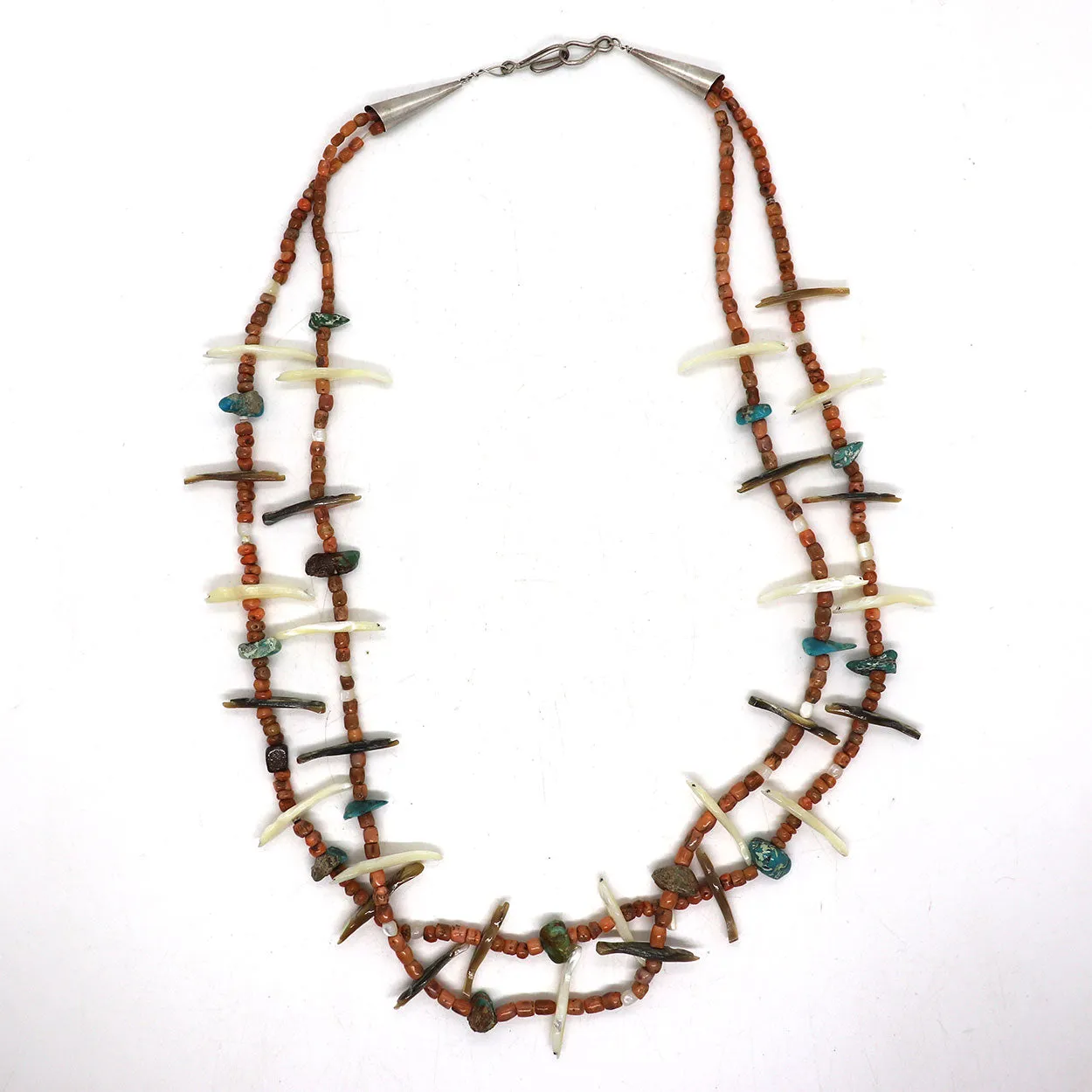 Vintage Native American Zuni Double Strand 28-Bird Fetish Necklace