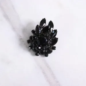 Vintage Small Jet Rhinestone Brooch
