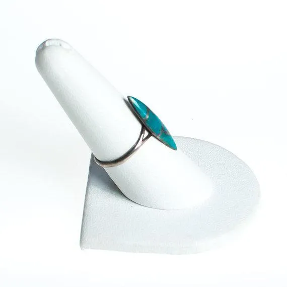 Vintage Turquoise and Sterling Silver Inlay Statement Ring
