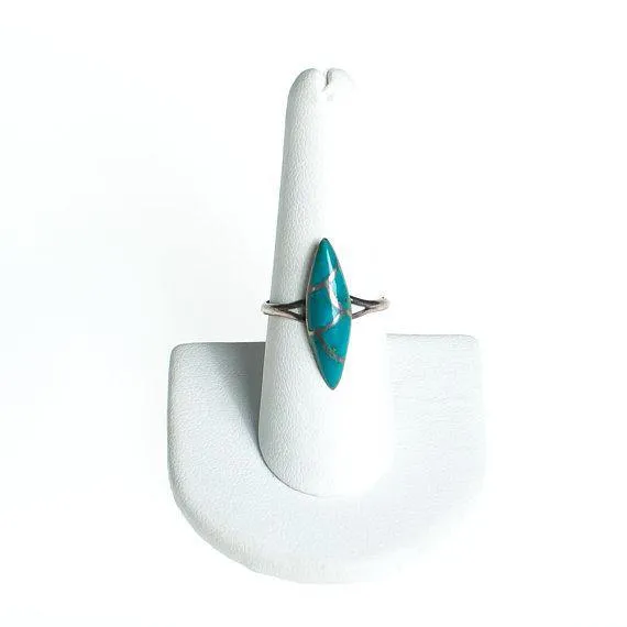 Vintage Turquoise and Sterling Silver Inlay Statement Ring