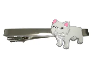 White Toned French Bulldog Tie Clip