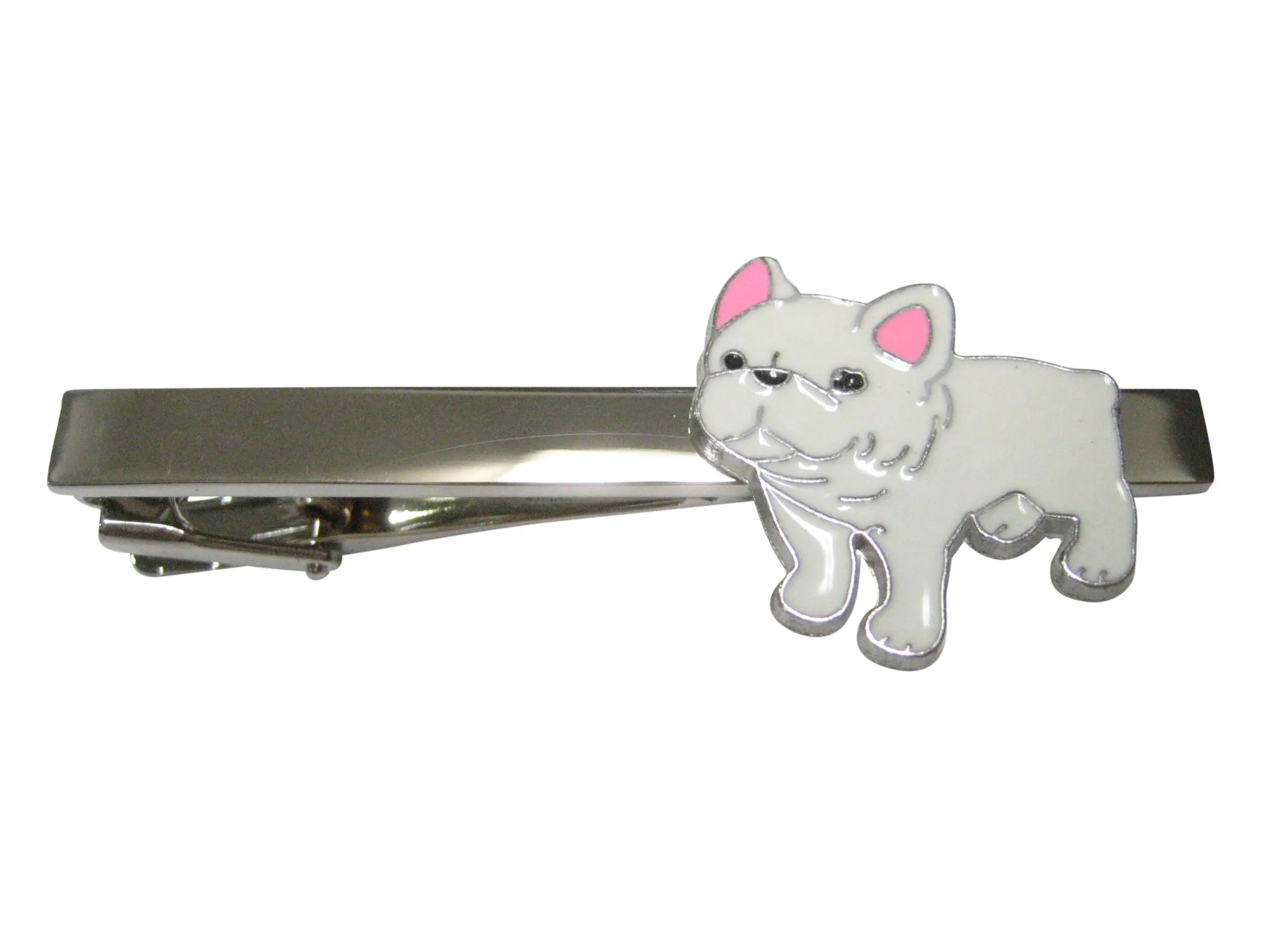 White Toned French Bulldog Tie Clip