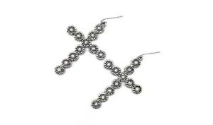 Wild Flower Pearl & Flower Accent Cross Earrings