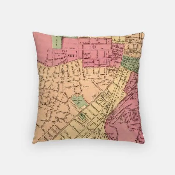 Worcester, Massachusetts city skyline with vintage Worcester map