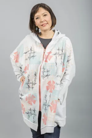Zipper Hoodie Jacket Printed Paloma Abstract-Blue Fish Clothing, Size O/S