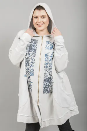 Zipper Hoodie Jacket Printed Paloma Lace-Blue Fish Clothing, Size O/S